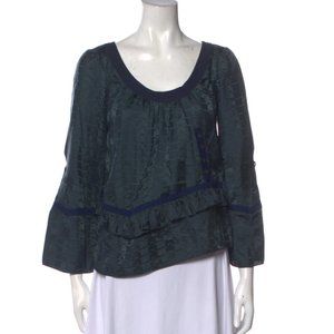 MARNI Blue Silk Scoop Neck Blouse XS